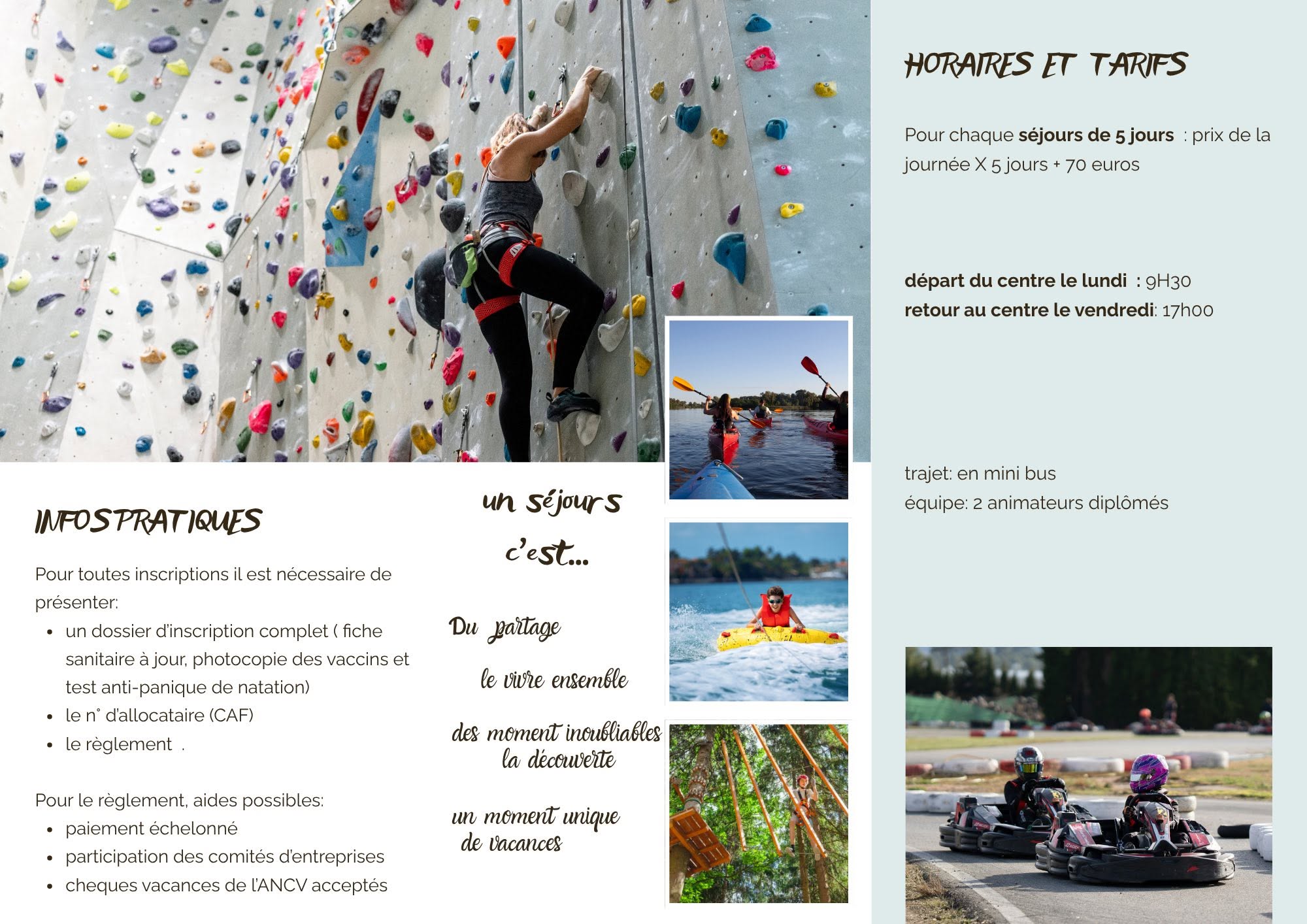Informations pratiques des séjours été 2026