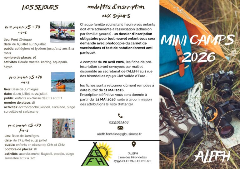 Présentation des séjours été 2026 de l’ALEFH