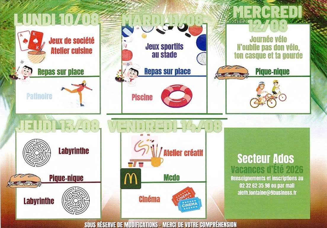 Programme du secteur ados pour l’été 2026 – partie 5
