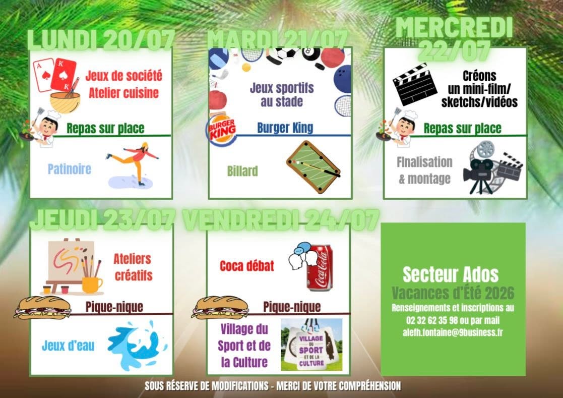Programme du secteur ados pour l’été 2026 – partie 3